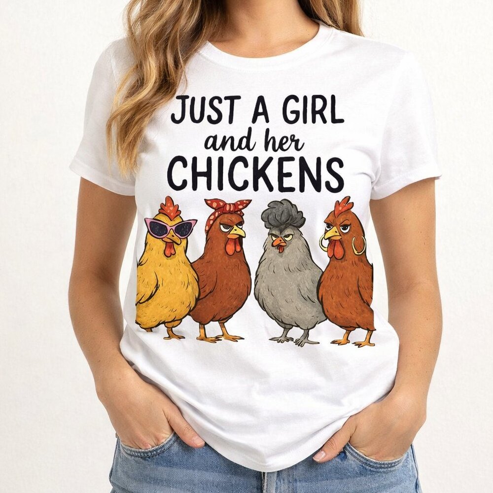 Graphic T-Shirt Funny Chicken Phrase brand new Gildan Soft Style White